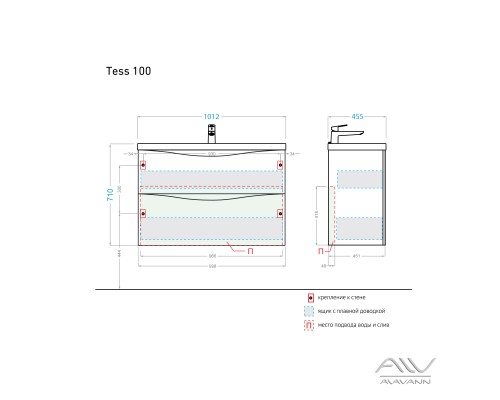 Тумба под раковину Alavann Tess 100 белая