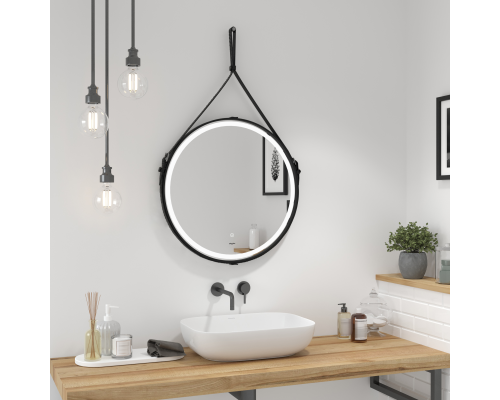 Зеркало Reflection Skin с подсветкой, сенсором, на ремне из натуральной кожи