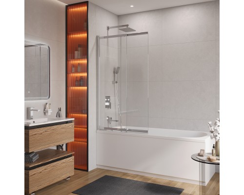 Шторка на ванну Cezares Slider 80 SLIDER-VF-11-80/150-C-Cr профиль Хром стекло прозрачное