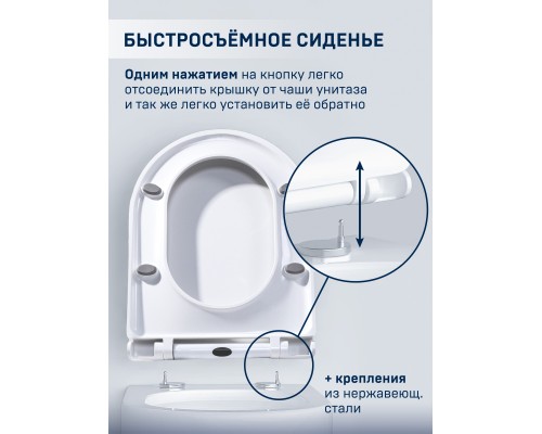 Безободковый подвесной унитаз Charus Estello Tornado EWC700-121WТ сиденьем микролифт