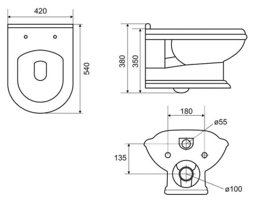 Чаша подвесного унитаза Cezares CZR-163-TH