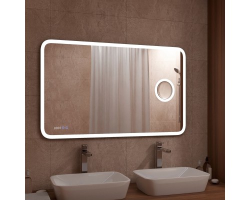 Зеркало Континент Bliss 1200х800 с подсветкой с сенсорным выключателем с увеличительным зеркалом с подогревом с часами