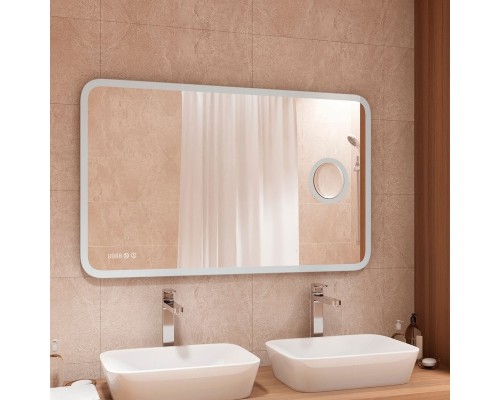 Зеркало Континент Bliss 1200х800 с подсветкой с сенсорным выключателем с увеличительным зеркалом с подогревом с часами
