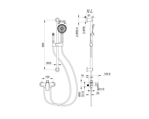 Смеситель для душа с гарнитуром Wonzon&Woghand, Хром