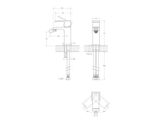 Смеситель для биде Cezares PORTA-BS1-01-W0