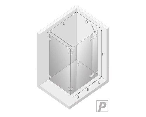 Душевое ограждение NEW TRENDY EVENTA PLUS R 130x80x200 хром