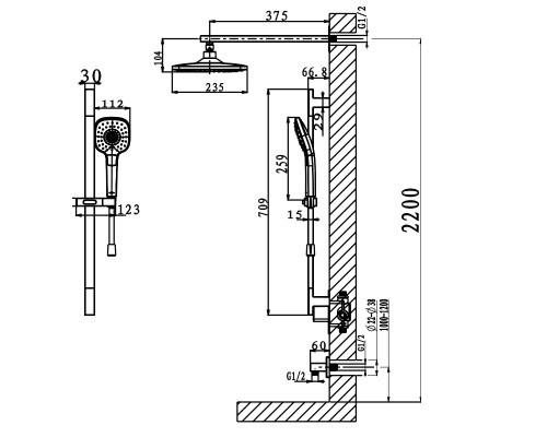 Встроенная душевая система Arrow AG3731CP-1 хром