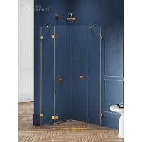 Душевое ограждение NEW TRENDY AVEXA GOLD BRUSHED L 80x80x200 золото