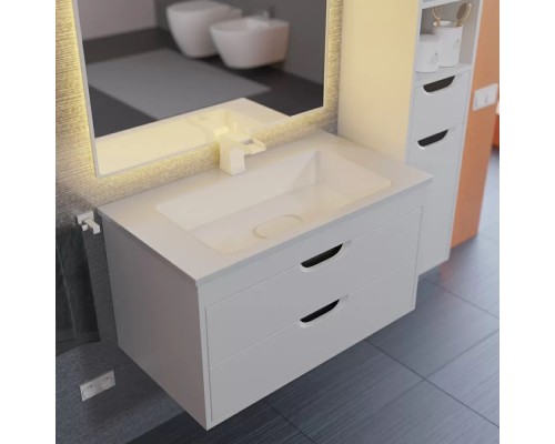 Тумба под раковину подвесная Uperwood Modul 75х44,4х55 см, белая/графит