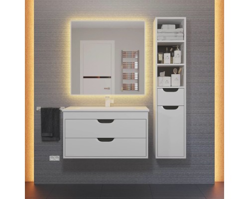 Тумба под раковину подвесная Uperwood Modul 75х44,4х55 см, белая/графит