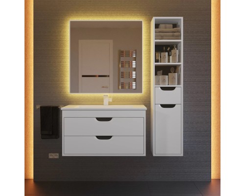 Тумба под раковину подвесная Uperwood Modul 75х44,4х55 см, белая/графит