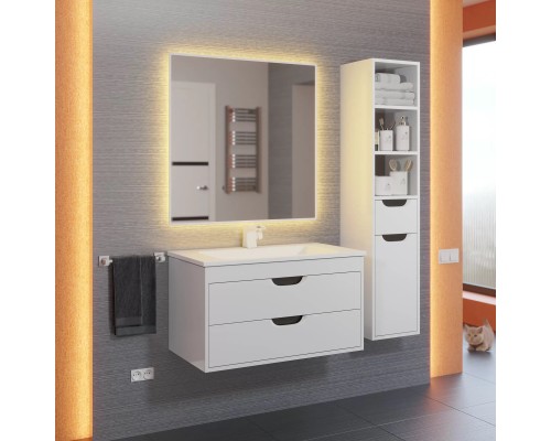 Тумба под раковину подвесная Uperwood Modul 75х44,4х55 см, белая/графит