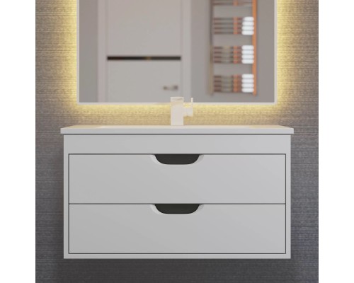 Тумба под раковину подвесная Uperwood Modul 75х44,4х55 см, белая/графит