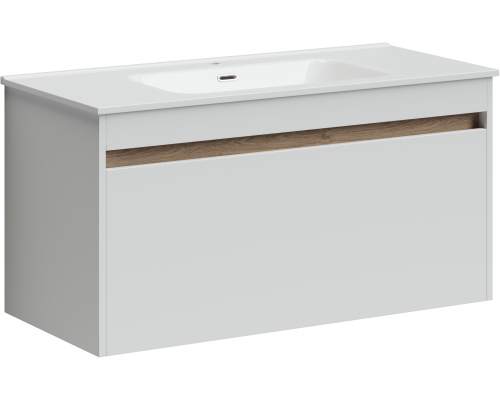 Тумба под раковину SANCOS Smart 990х450х500, c двумя ящиками, белый глянец