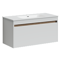 Тумба под раковину SANCOS Smart 990х450х500, c двумя ящиками, белый глянец