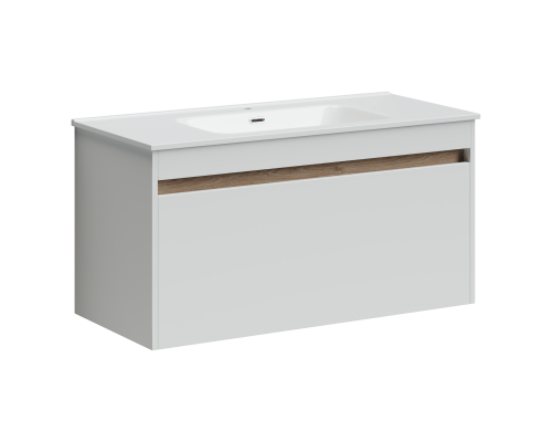 Тумба под раковину SANCOS Smart 990х450х500, c двумя ящиками, белый глянец