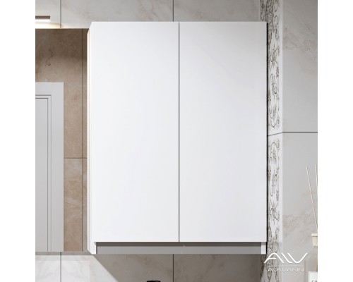 Шкаф навесной Alavann Soft Silver 60 белый с серой вставкой