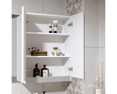 Шкаф навесной Alavann Soft Silver 60 белый с серой вставкой