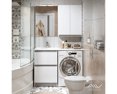 Шкаф навесной Alavann Soft Silver 60 белый с серой вставкой