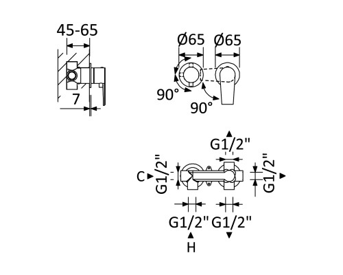 Смеситель для душа Cezares NAUTIC-VDIM3-M-NOP