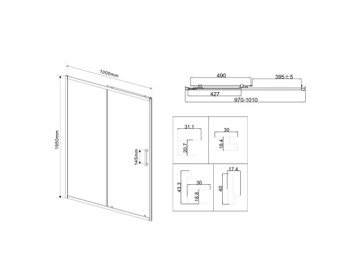Душевая дверь Vincea City VDS-5CT100CL 1000 хром стекло прозрачное