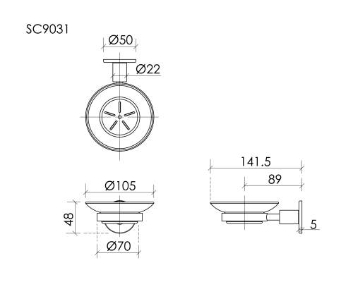 Мыльница SANCOS Base брашированное золото, PVD покрытие, SC9031BG