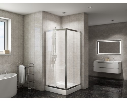 Душевой уголок BelBagno Due 90х90 DUE-A-2-90-C-Cr профиль Хром стекло прозрачное