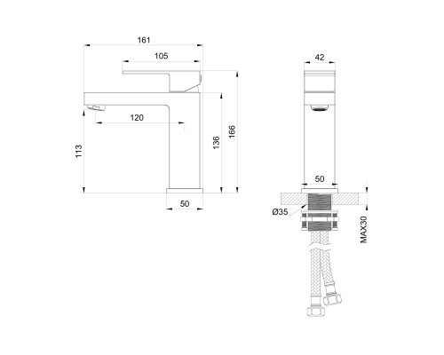 Смеситель для раковины Wonzon&Woghand, Брашированное золото