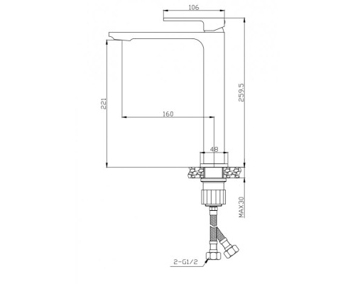 Смеситель для раковины BelBagno Luce LUC-LMC-CRM Хром