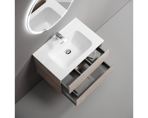 Тумба под раковину подвесная Sancos Marmi 2.0 69х44 с доводчиками, дуб галифакс, MR2.070EG