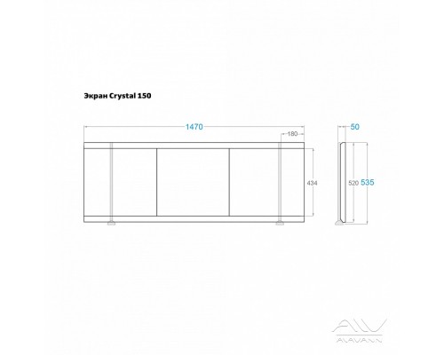 Экран под ванну Alavann Crystal 150 см раздвижной