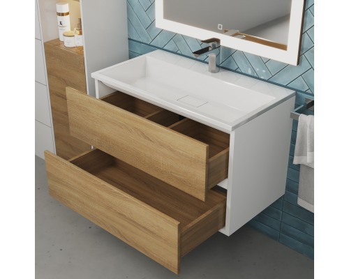 Тумба с раковиной подвесная Uperwood Barsa 80х45х57 см, дуб сонома