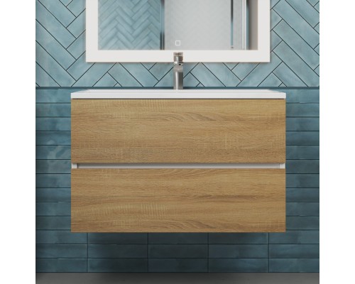 Тумба с раковиной подвесная Uperwood Barsa 80х45х57 см, дуб сонома