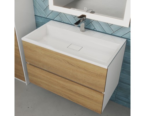 Тумба с раковиной подвесная Uperwood Barsa 80х45х57 см, дуб сонома