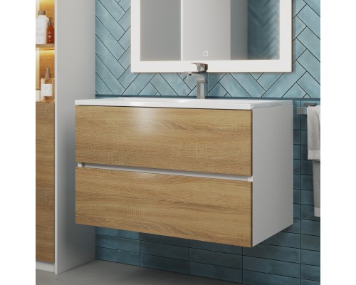 Тумба с раковиной подвесная Uperwood Barsa 80х45х57 см, дуб сонома