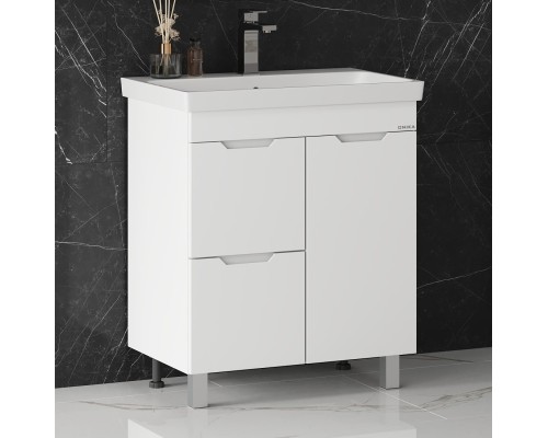Тумба под раковину Onika Айленд 70 напольная, белая, с корзиной