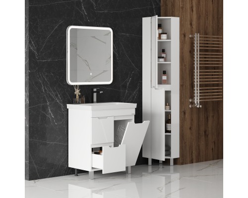 Тумба под раковину Onika Айленд 70 напольная, белая, с корзиной