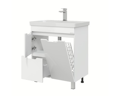 Тумба под раковину Onika Айленд 70 напольная, белая, с корзиной