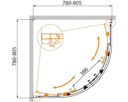 Дверь в проём Cezares MOLVENO-R-2-80-C-Cr-IV