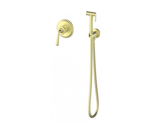 Смеситель с гигиеническим душем встраиваемый Wonzon&Woghand, Брашированное золото