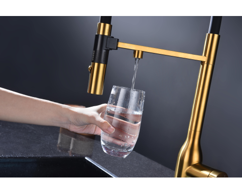 Смеситель для кухни Paulmark Magneto One Ma213188-BG Брашированное золото