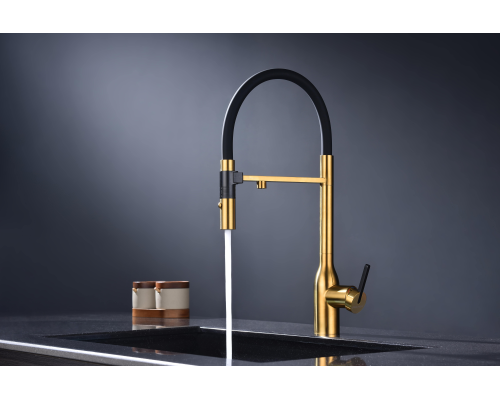 Смеситель для кухни Paulmark Magneto One Ma213188-BG Брашированное золото