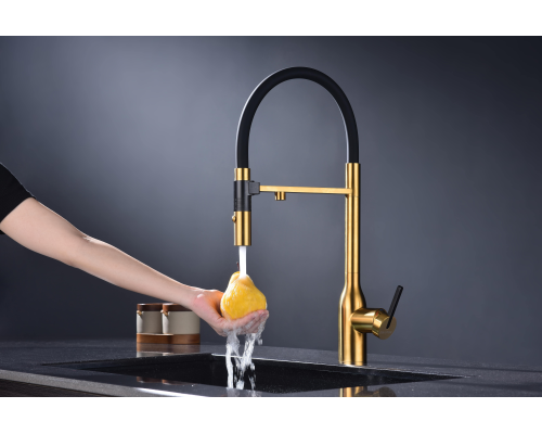 Смеситель для кухни Paulmark Magneto One Ma213188-BG Брашированное золото