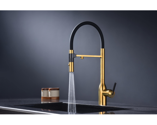 Смеситель для кухни Paulmark Magneto One Ma213188-BG Брашированное золото