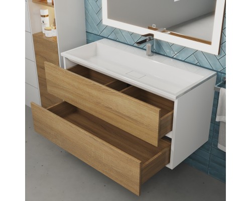 Тумба с раковиной подвесная Uperwood Barsa 100х45х57 см, дуб сонома