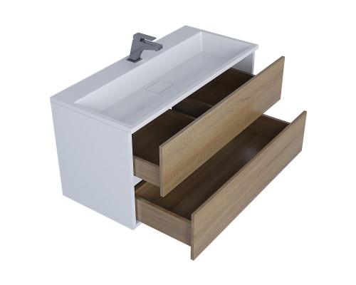 Тумба с раковиной подвесная Uperwood Barsa 100х45х57 см, дуб сонома