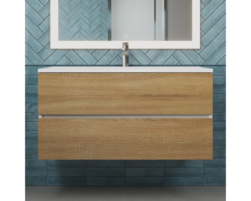 Тумба с раковиной подвесная Uperwood Barsa 100х45х57 см, дуб сонома