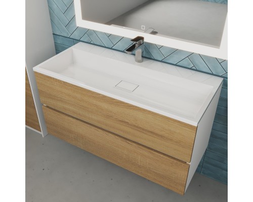 Тумба с раковиной подвесная Uperwood Barsa 100х45х57 см, дуб сонома