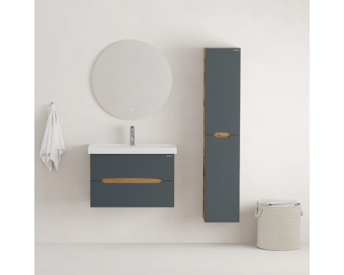 Тумба под раковину Onika Айленд 80 подвесная, графит/дуб крафт золотой