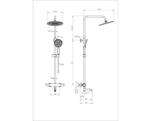 Душевая система с термостатом Wonzon&Woghand, Брашированное золото